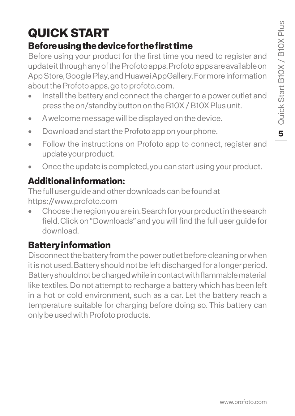 Quick start | Profoto B10X OCF Flash Duo Kit User Manual | Page 5 / 80