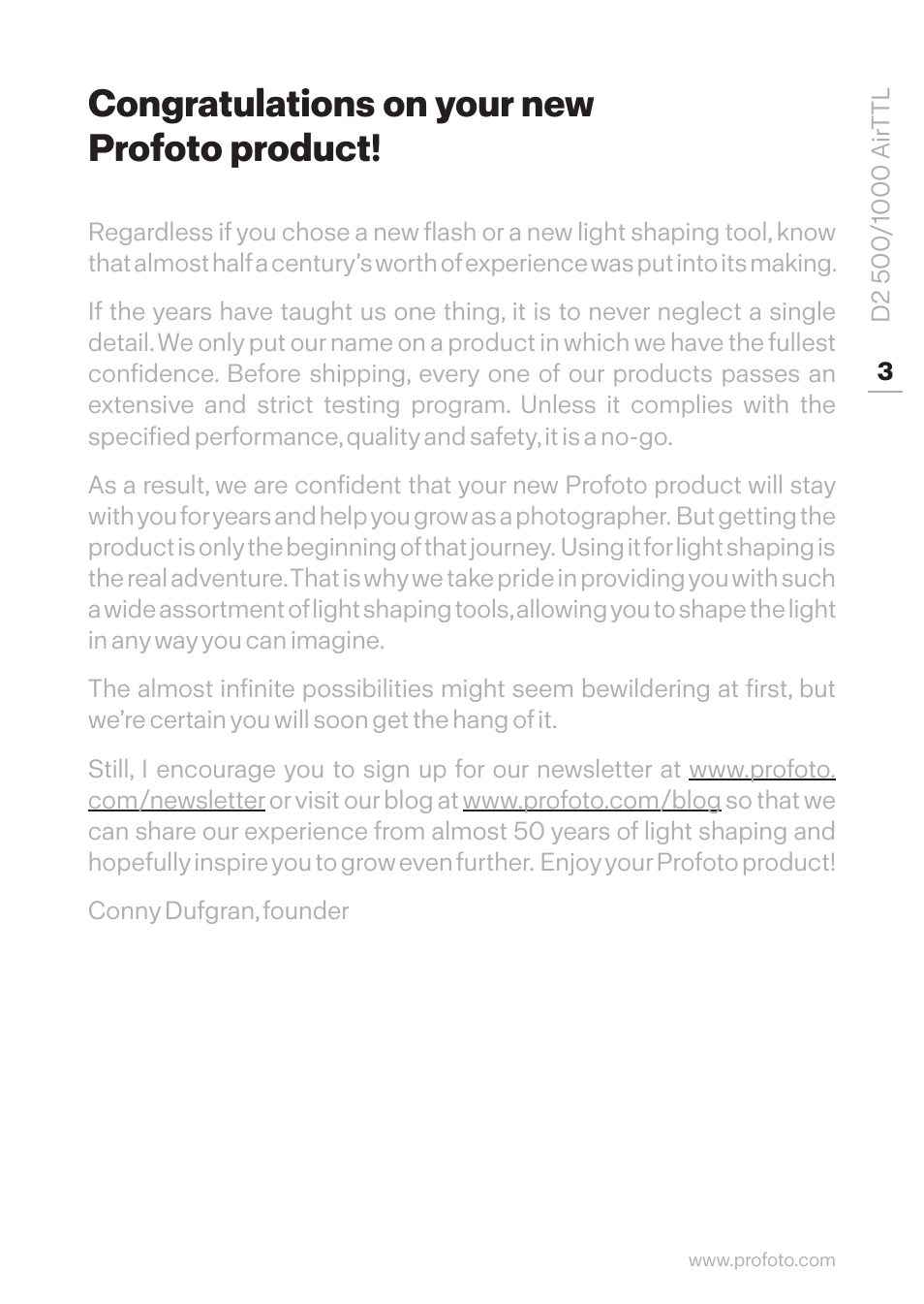 Profoto D2 500Ws AirTTL Monolight User Manual | Page 3 / 28