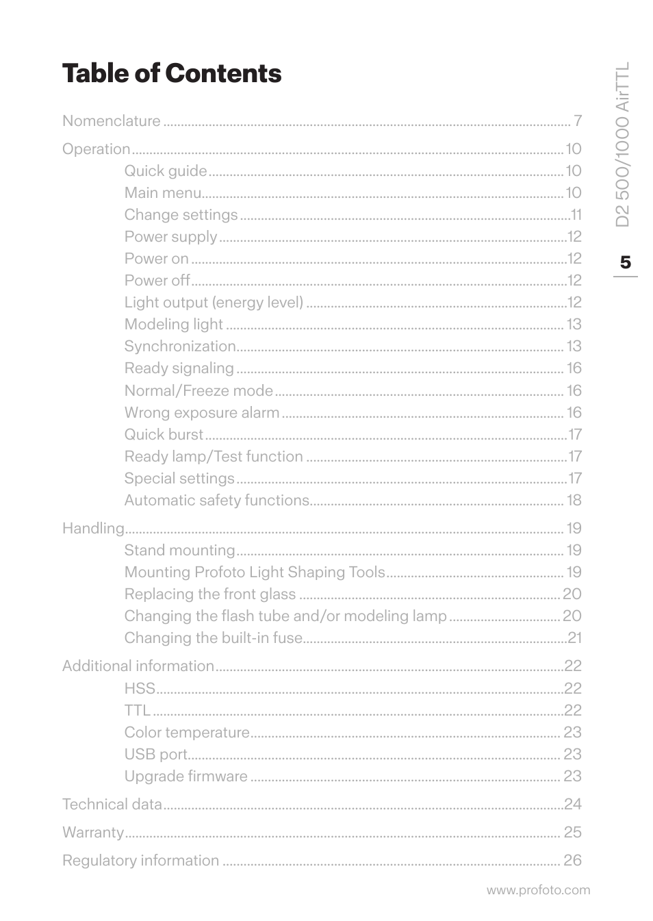 Profoto D2 500Ws AirTTL Monolight User Manual | Page 5 / 28