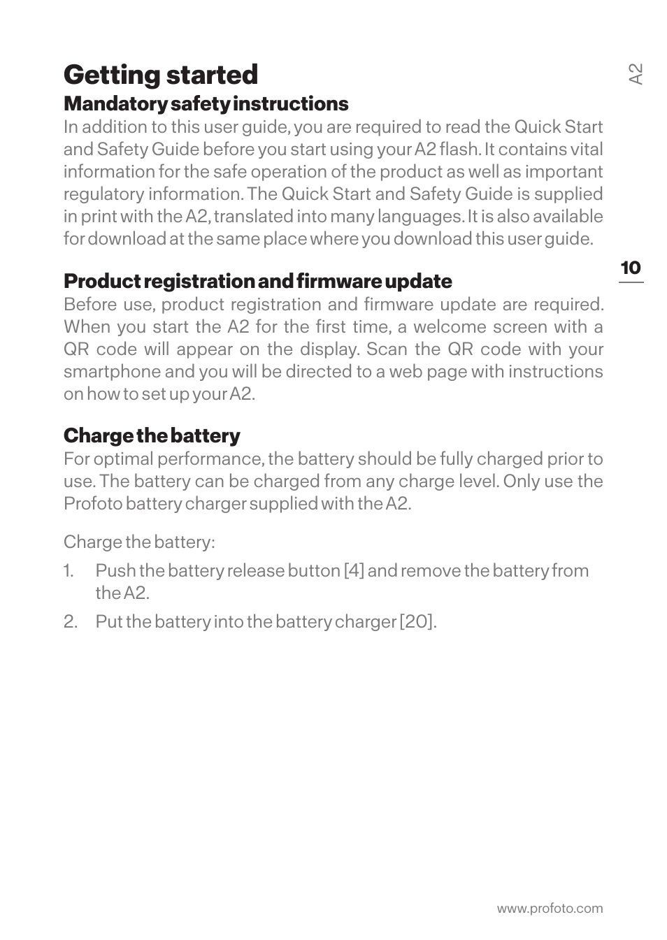 Getting started | Profoto A2 Monolight User Manual | Page 10 / 30