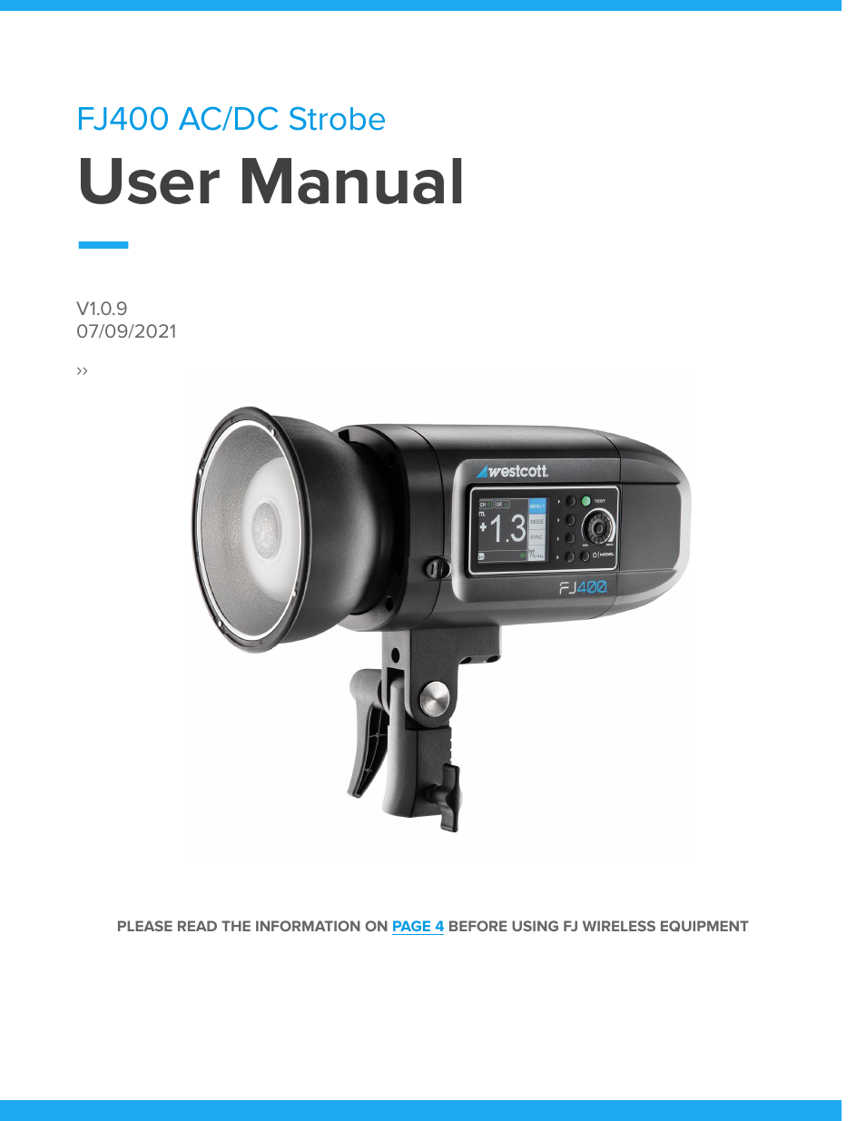 Westcott FJ400 Strobe 2-Light Location Kit with FJ-X3m Universal Wireless Trigger User Manual | 22 pages