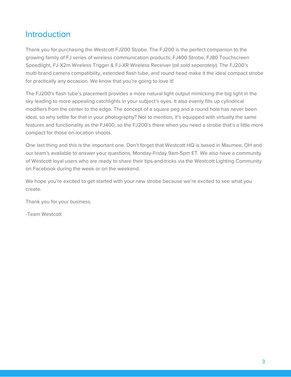 Introduction | Westcott FJ200 Strobe User Manual | Page 4 / 20
