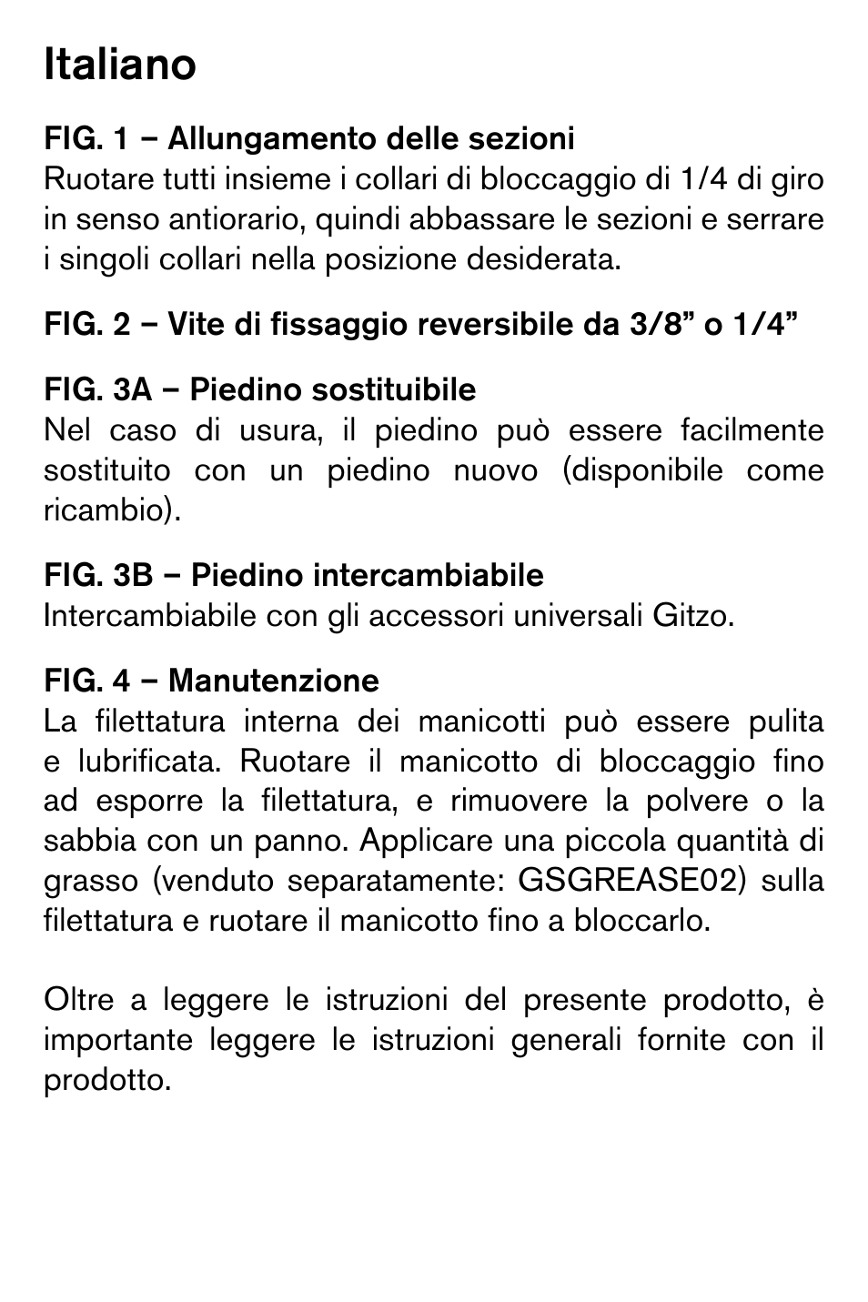 Italiano | Gitzo GM2542 Series 2 Carbon Fiber Monopod User Manual | Page 7 / 16