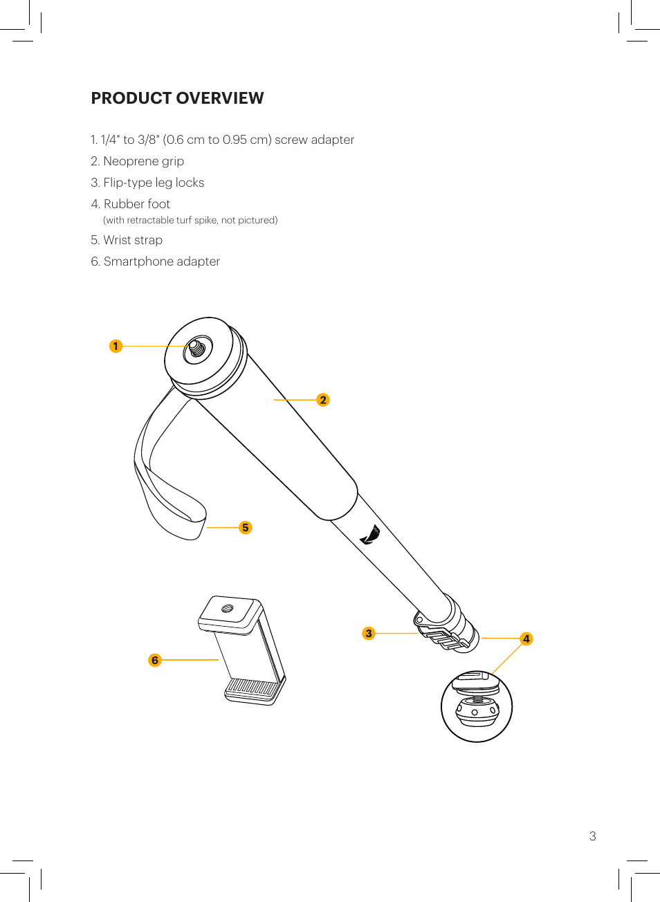 Product overview | Kodak 72" Monopod User Manual | Page 5 / 11