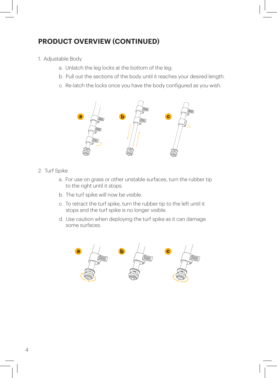 Product overview (continued) | Kodak 72" Monopod User Manual | Page 6 / 11