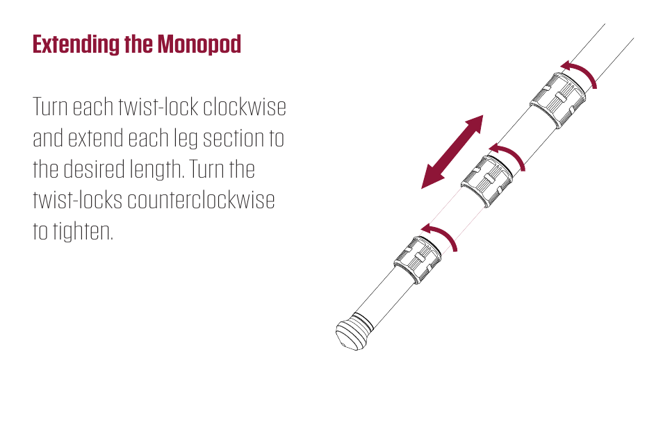 Robus RCM-633 6-Section Carbon Fiber Monopod, 65 User Manual | Page 3 / 8