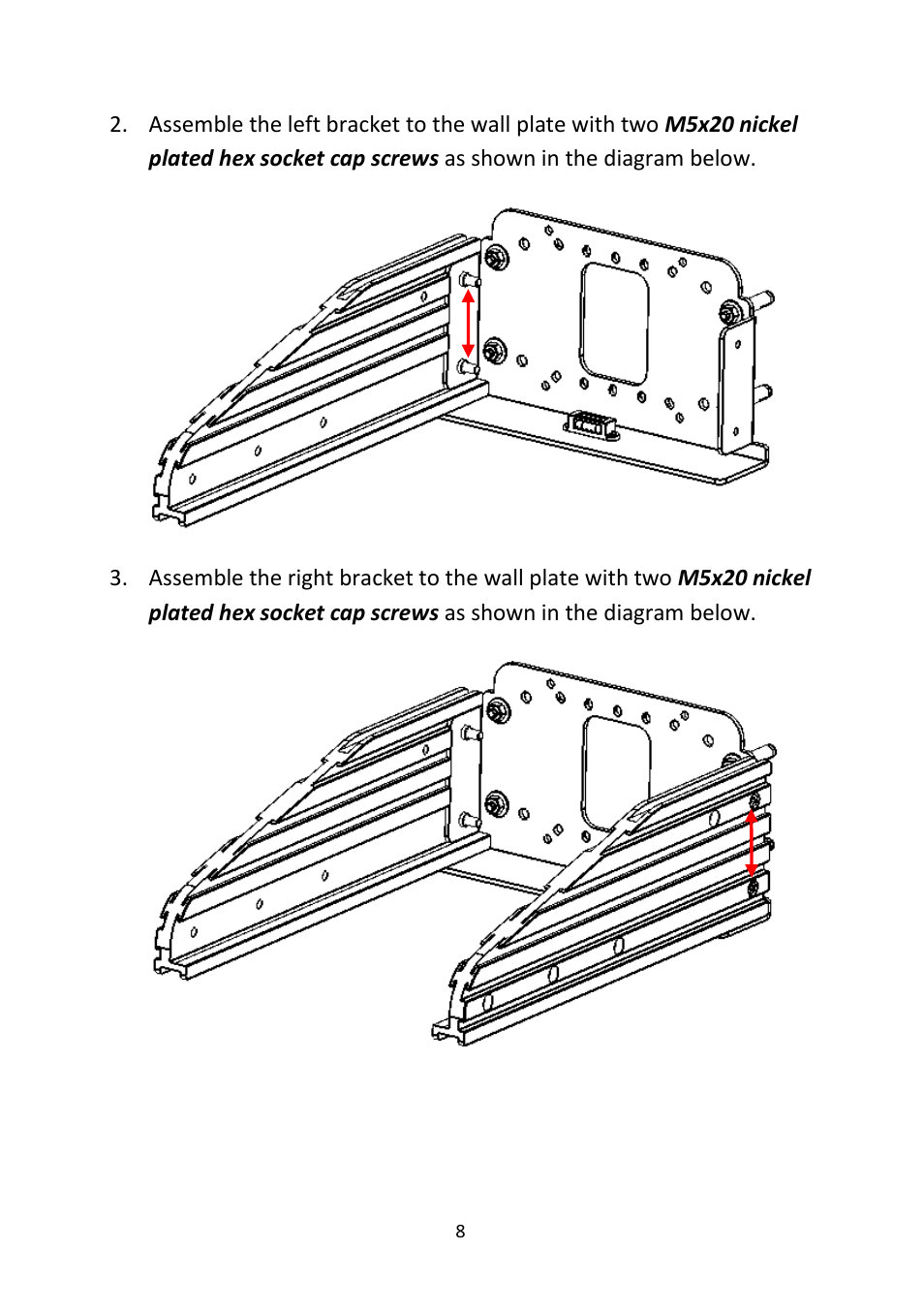Datavideo WM-11 Wall Mount for PTR-10 MK II and PTR-10T MK II User Manual | Page 8 / 20
