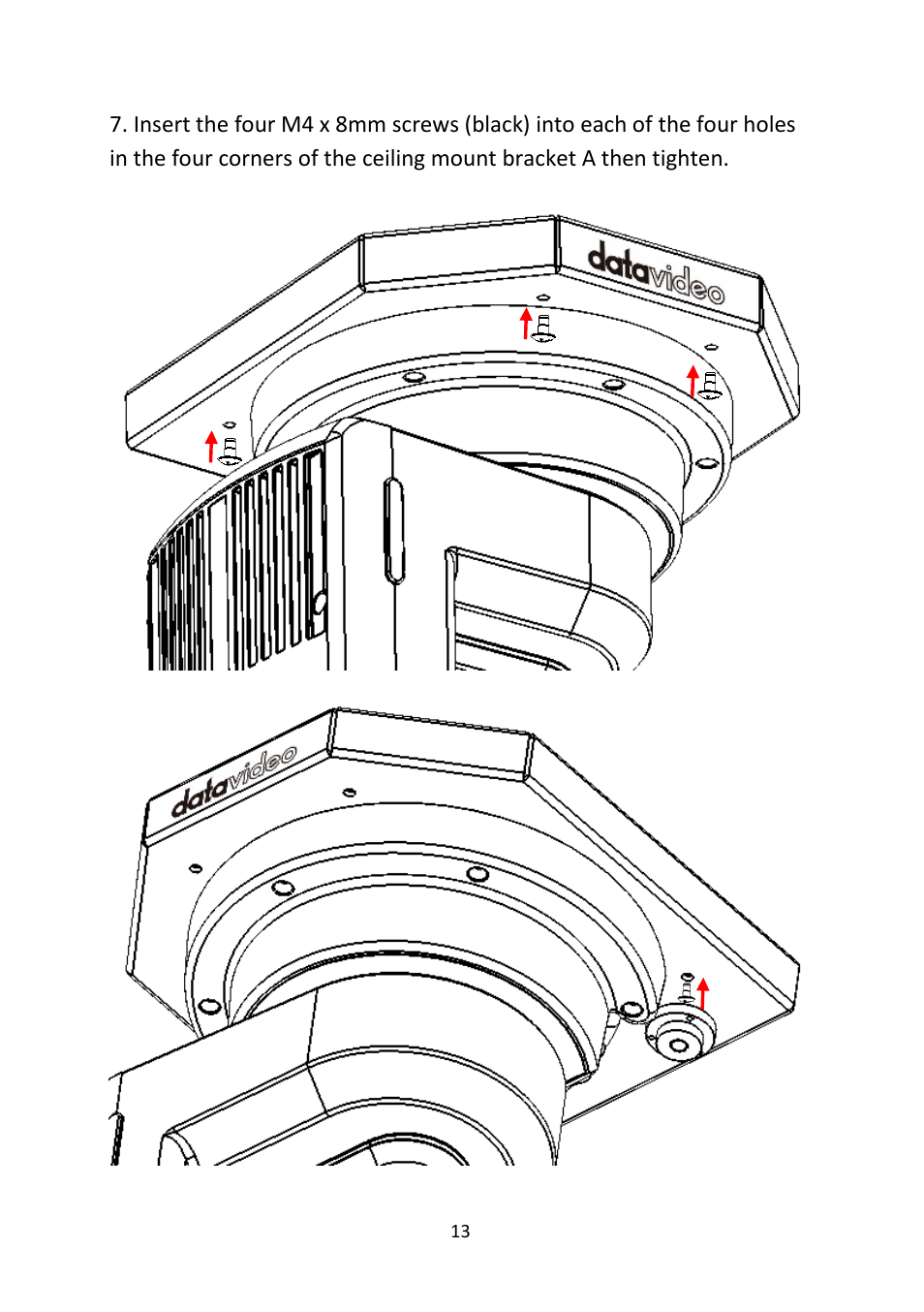 Datavideo CM-10 Ceiling Mount for PTR-10 Mark II & PTR-10T Mark II Pan/Tilt Heads User Manual | Page 13 / 20