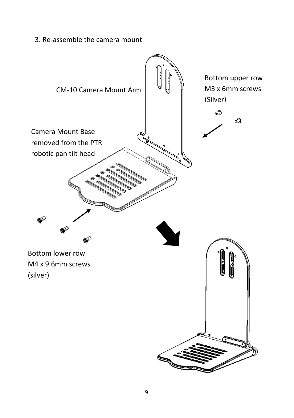 Datavideo CM-10 Ceiling Mount for PTR-10 Mark II & PTR-10T Mark II Pan/Tilt Heads User Manual | Page 9 / 20