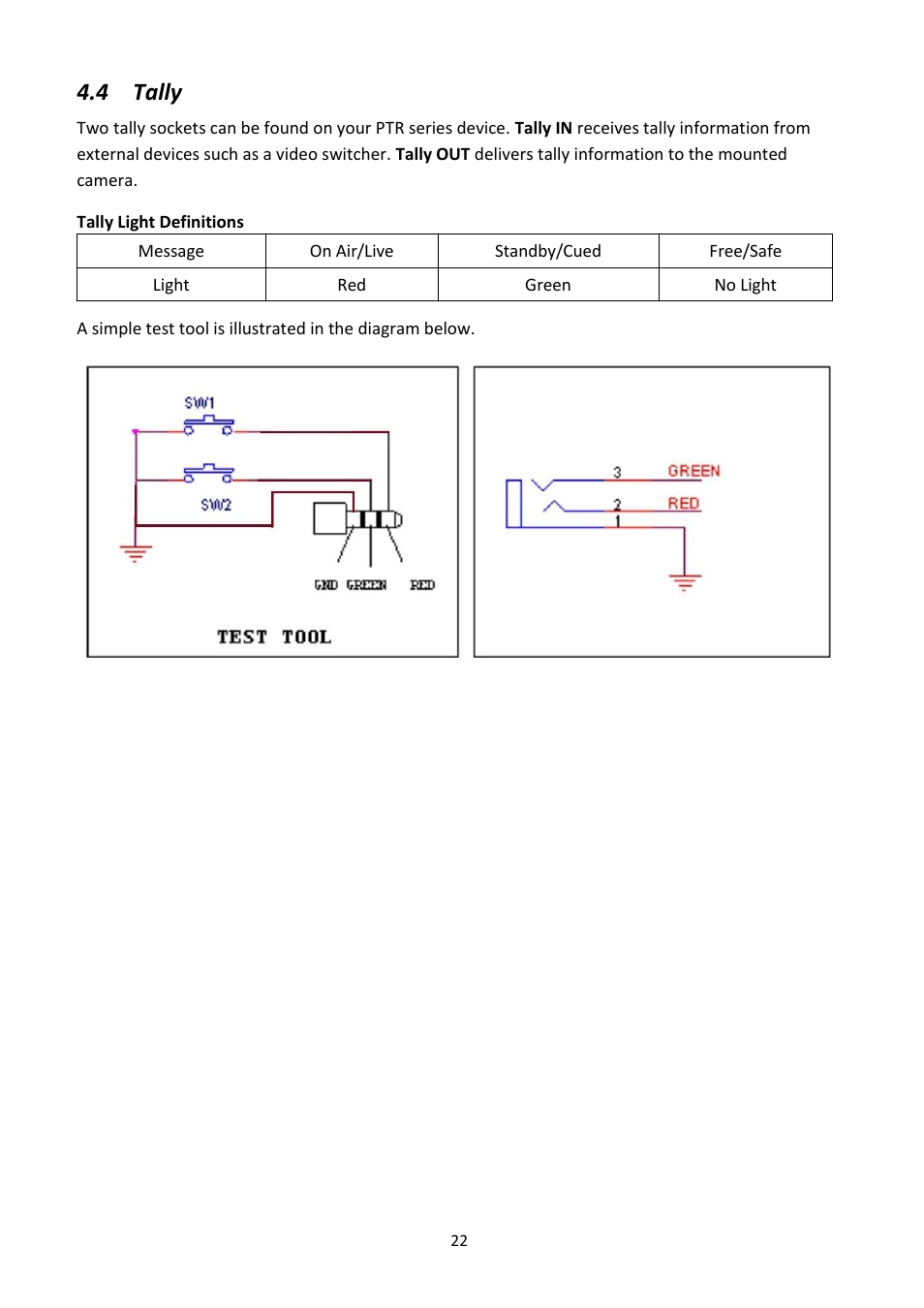 4 tally, Ally | Datavideo PTR-10 MK II Robotic Head & RMC-180 MK II Pan/Tilt Controller Kit User Manual | Page 22 / 44