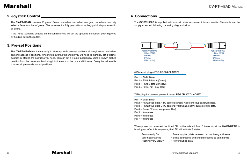 Cv-pt-head manual | Marshall Electronics Motorized Micro PT Pan/Tilt Head for Select CV Series Cameras User Manual | Page 3 / 5