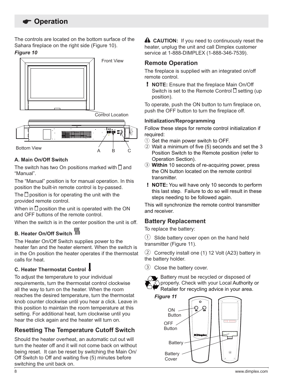 Operation | Dimplex DWF1146GP User Manual | Page 8 / 12