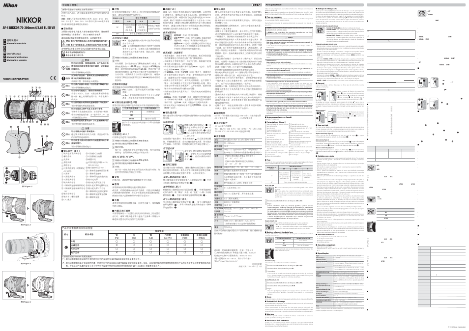 Nikon AF-S NIKKOR 70-200mm f/2.8E FL ED VR Lens User Manual | Page 2 / 2