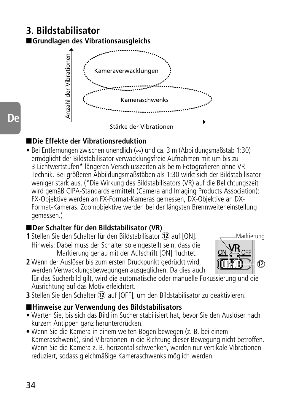 Bildstabilisator | Nikon AF-S VR Micro-NIKKOR 105mm f/2.8G IF-ED Lens User Manual | Page 34 / 132