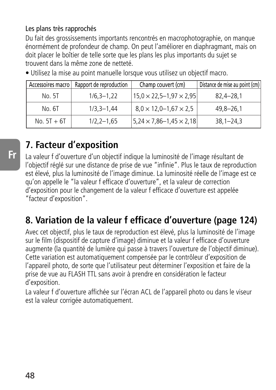 Facteur d’exposition | Nikon AF-S VR Micro-NIKKOR 105mm f/2.8G IF-ED Lens User Manual | Page 48 / 132