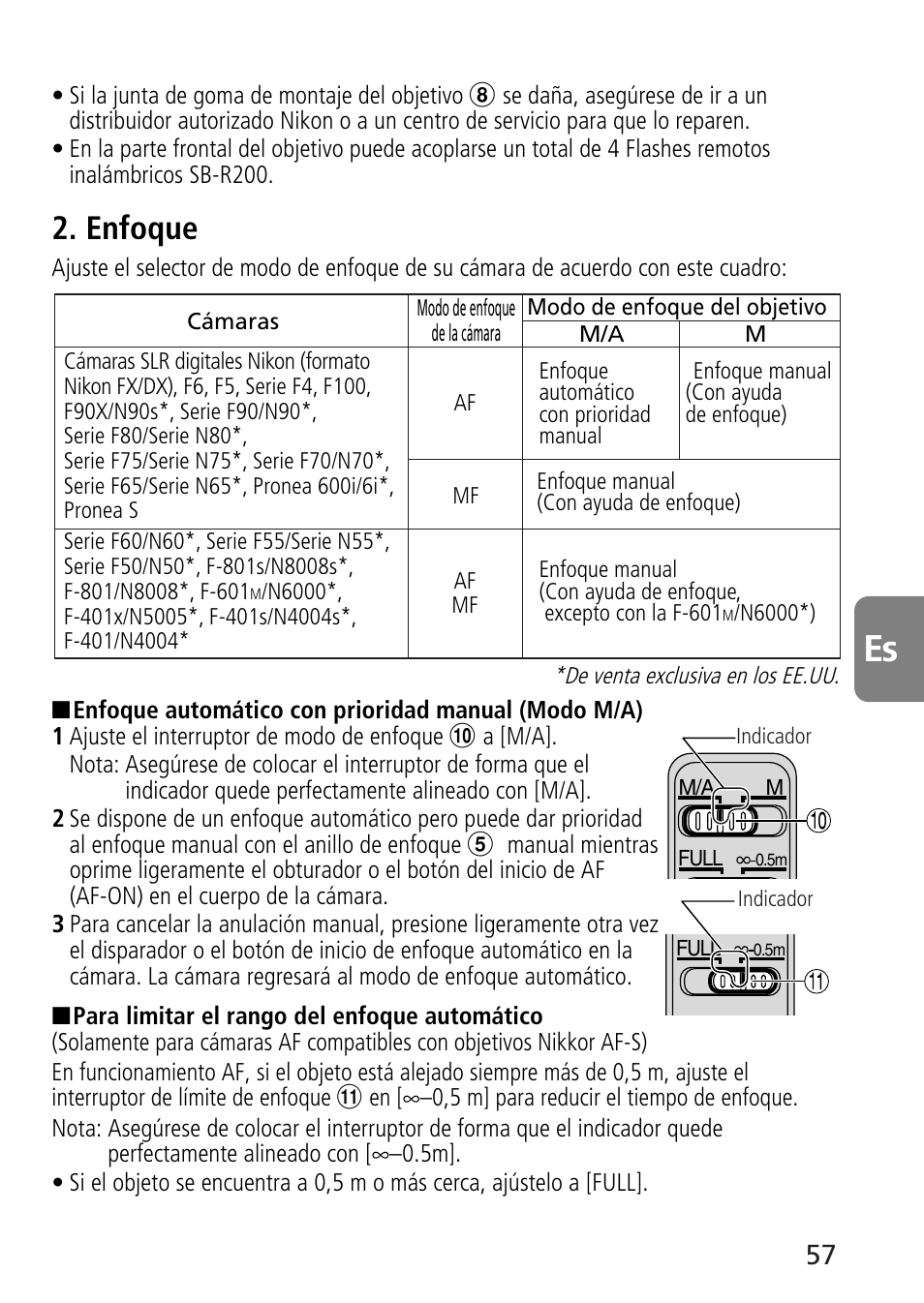 Enfoque | Nikon AF-S VR Micro-NIKKOR 105mm f/2.8G IF-ED Lens User Manual | Page 57 / 132