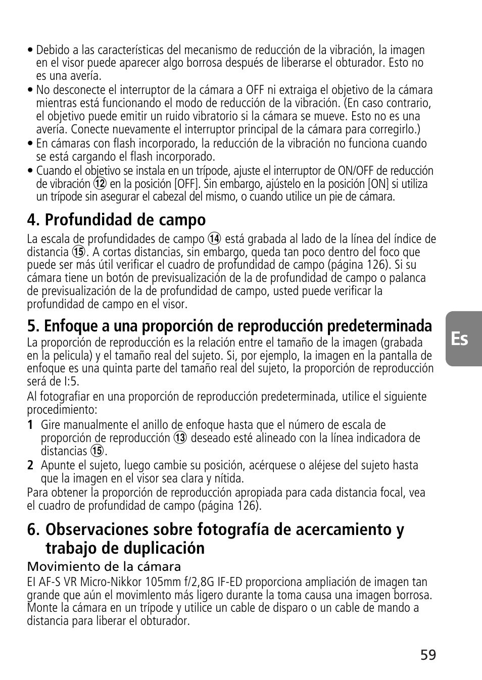 Profundidad de campo | Nikon AF-S VR Micro-NIKKOR 105mm f/2.8G IF-ED Lens User Manual | Page 59 / 132