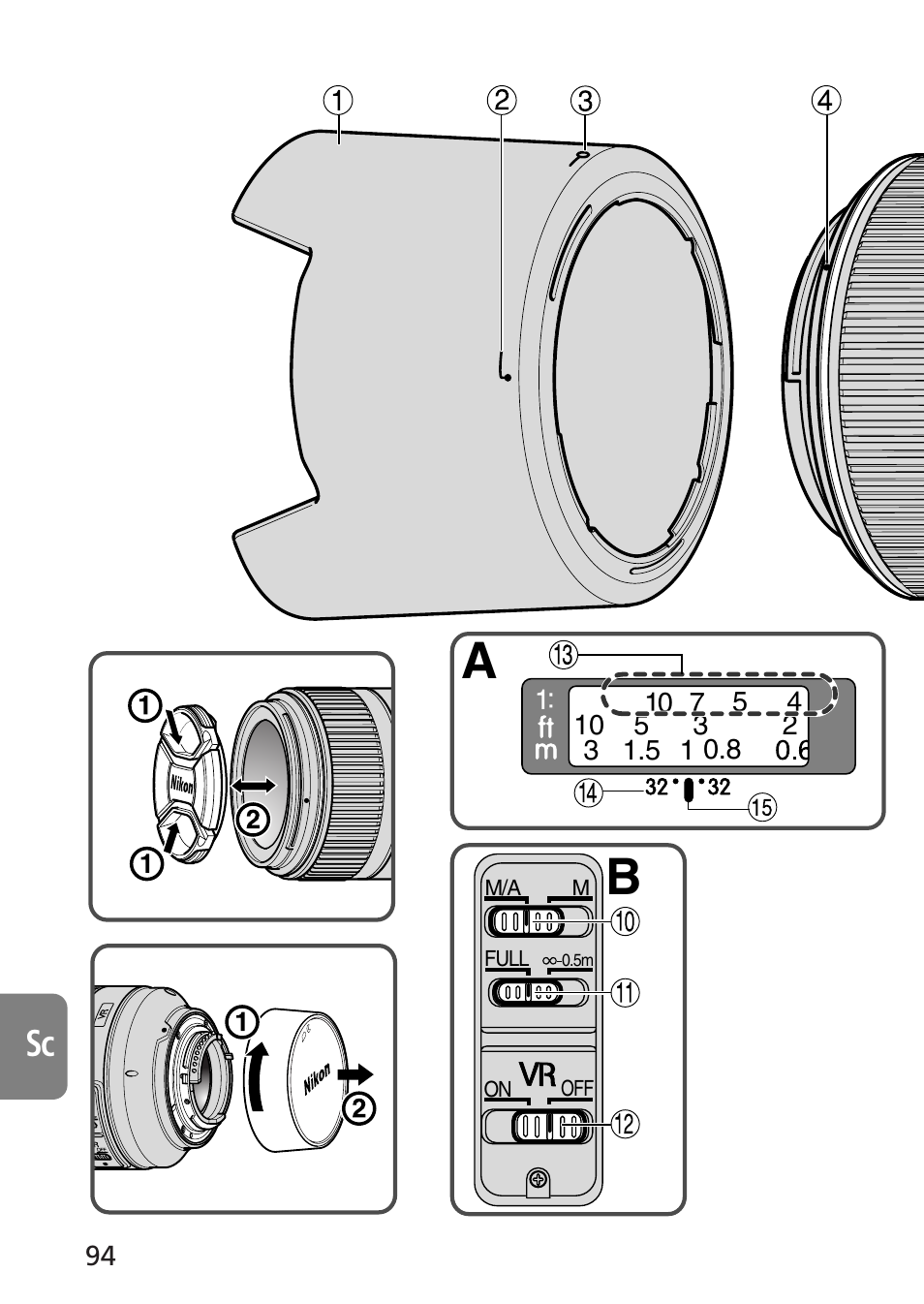 Nikon AF-S VR Micro-NIKKOR 105mm f/2.8G IF-ED Lens User Manual | Page 94 / 132