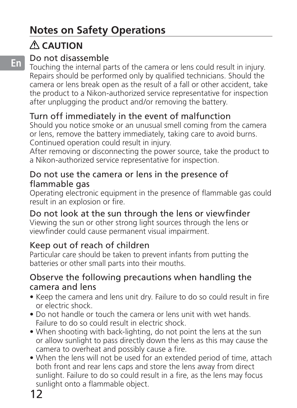 Nikon AF-S NIKKOR 28-300mm f/3.5-5.6G ED VR Lens User Manual | Page 12 / 160