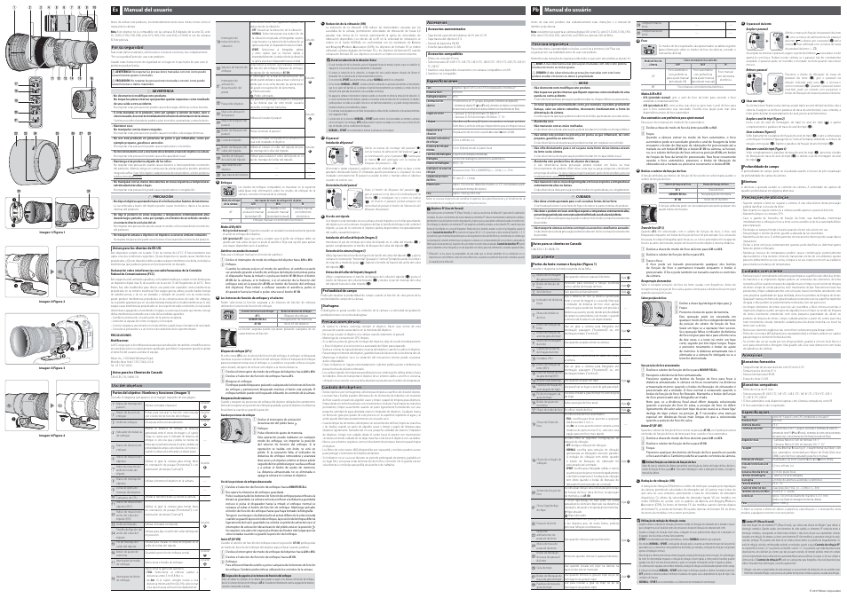Es manual del usuario pb manual do usuário | Nikon AF-S NIKKOR 500mm f/5.6E PF ED VR Lens User Manual | Page 2 / 2