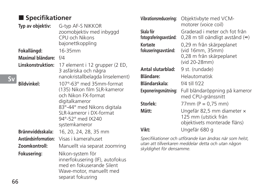 Jp en de fr es sv ru nl it cz sk ck ch kr | Nikon AF-S NIKKOR 16-35mm f/4G ED VR Lens User Manual | Page 66 / 164