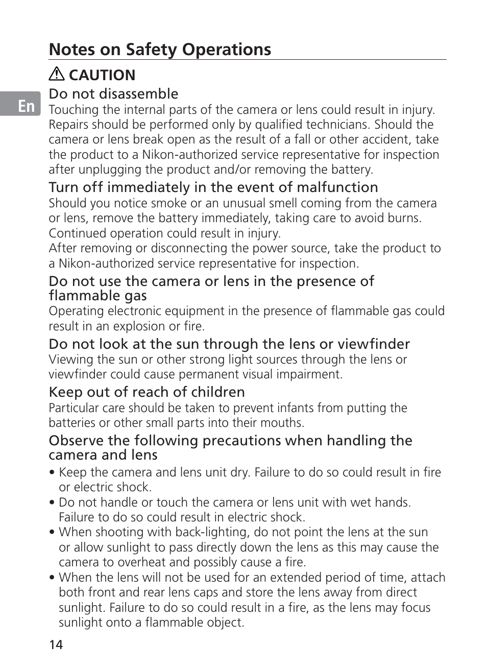 Nikon AF-S NIKKOR 70-200mm f/2.8G ED VR II Lens User Manual | Page 14 / 196