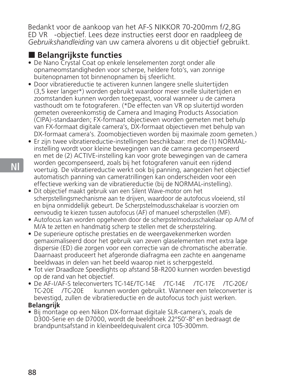 Jp en de fr es se ru nl it ck ch kr | Nikon AF-S NIKKOR 70-200mm f/2.8G ED VR II Lens User Manual | Page 88 / 196