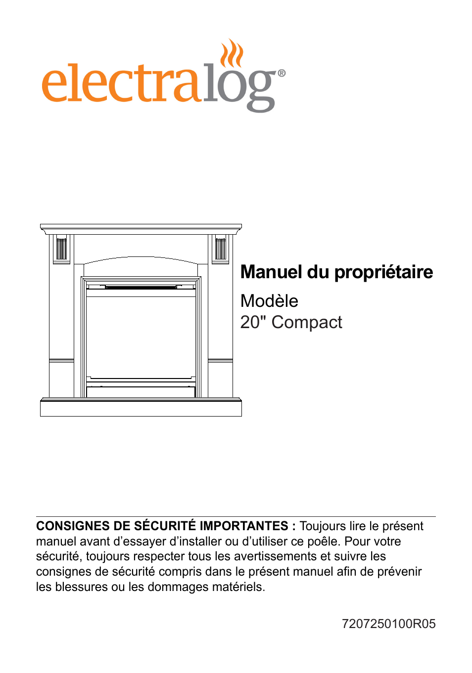 7207250100r05_fr, Manuel du propriétaire, Modèle 20" compact | Dimplex Electralog Fireplace 7207250100R05 User Manual | Page 16 / 47