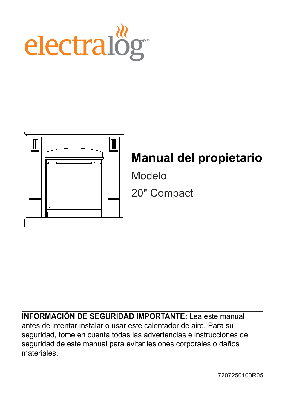 7207250100r05_sp, Manual del propietario, Modelo 20" compact | Dimplex Electralog Fireplace 7207250100R05 User Manual | Page 32 / 47