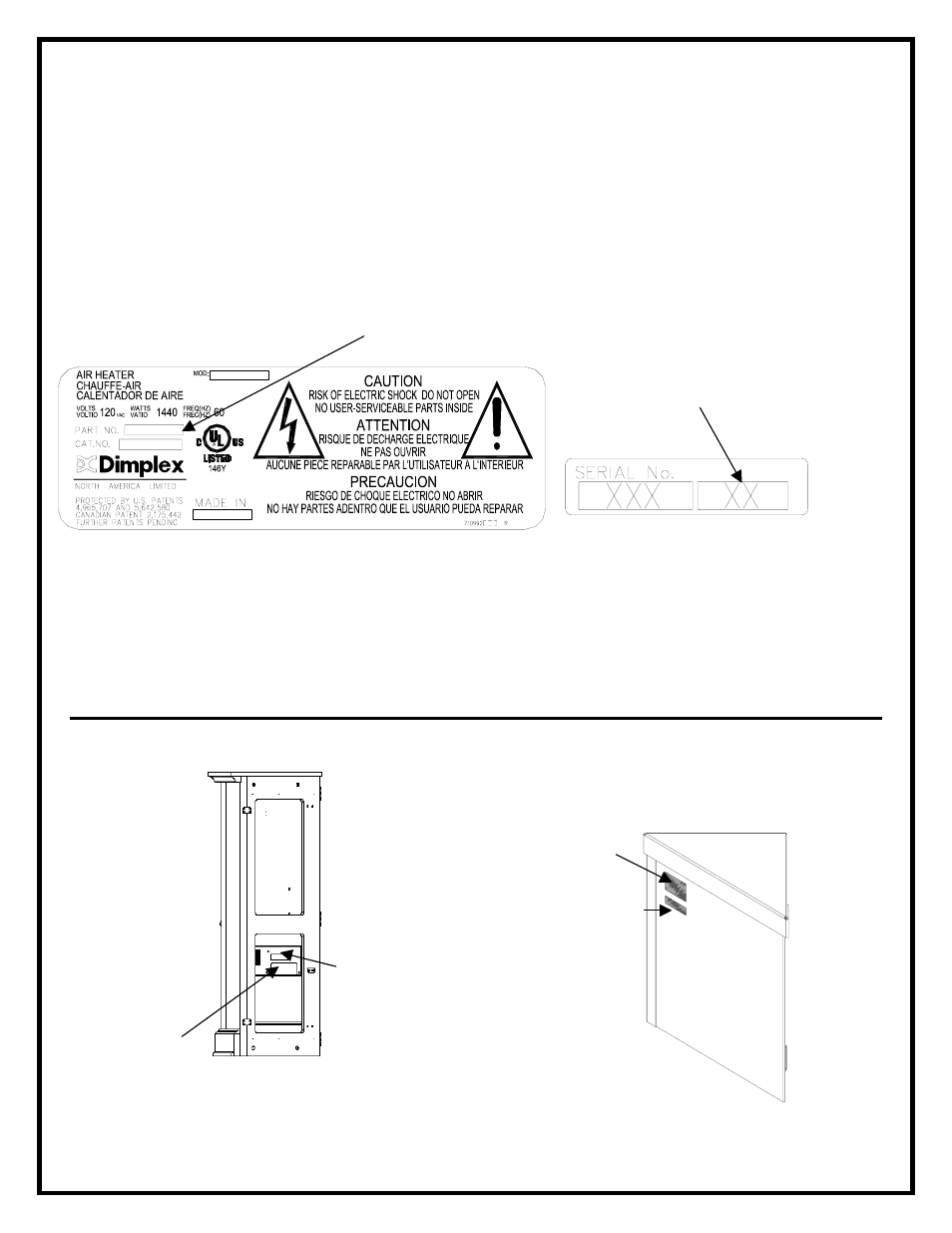 Important instructions, Model and serial number | Dimplex Corner Standing Stove User Manual | Page 5 / 14