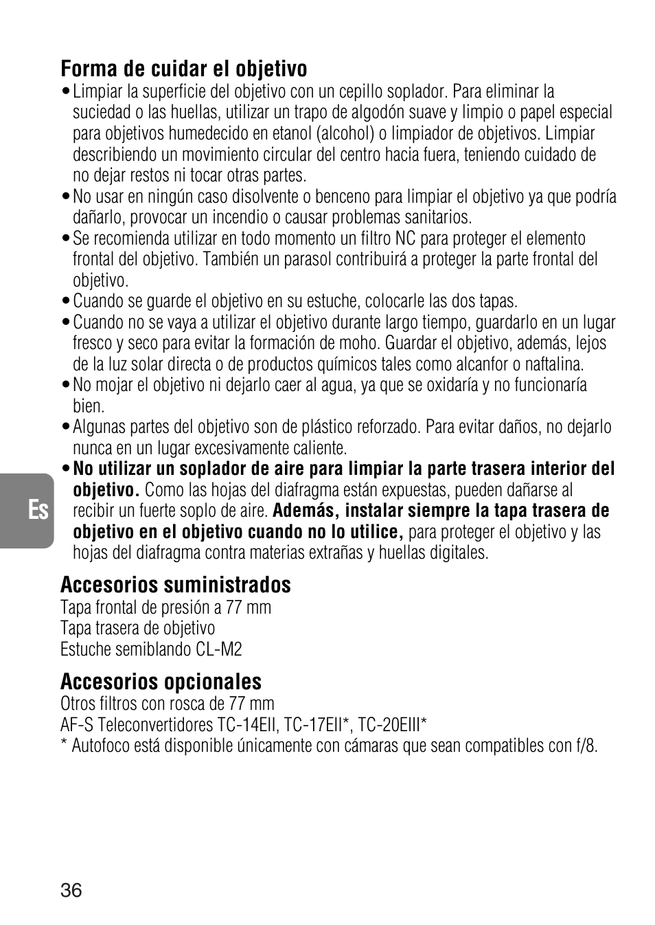 Ch jp en de fr it ck es | Nikon AF-S NIKKOR 300mm f/4D IF-ED Lens User Manual | Page 36 / 72