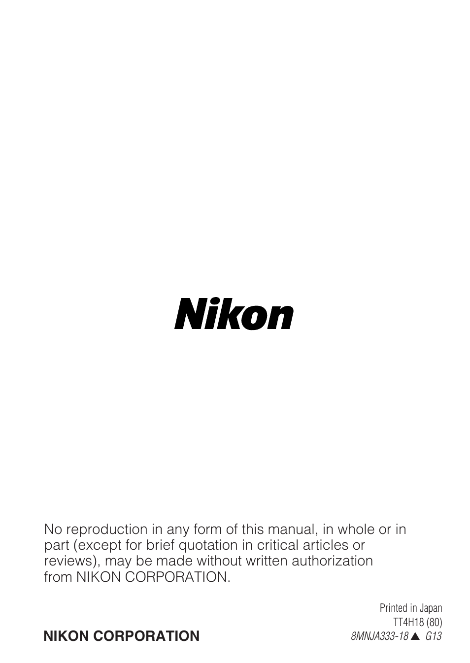 Nikon corporation | Nikon AF-S NIKKOR 300mm f/4D IF-ED Lens User Manual | Page 72 / 72