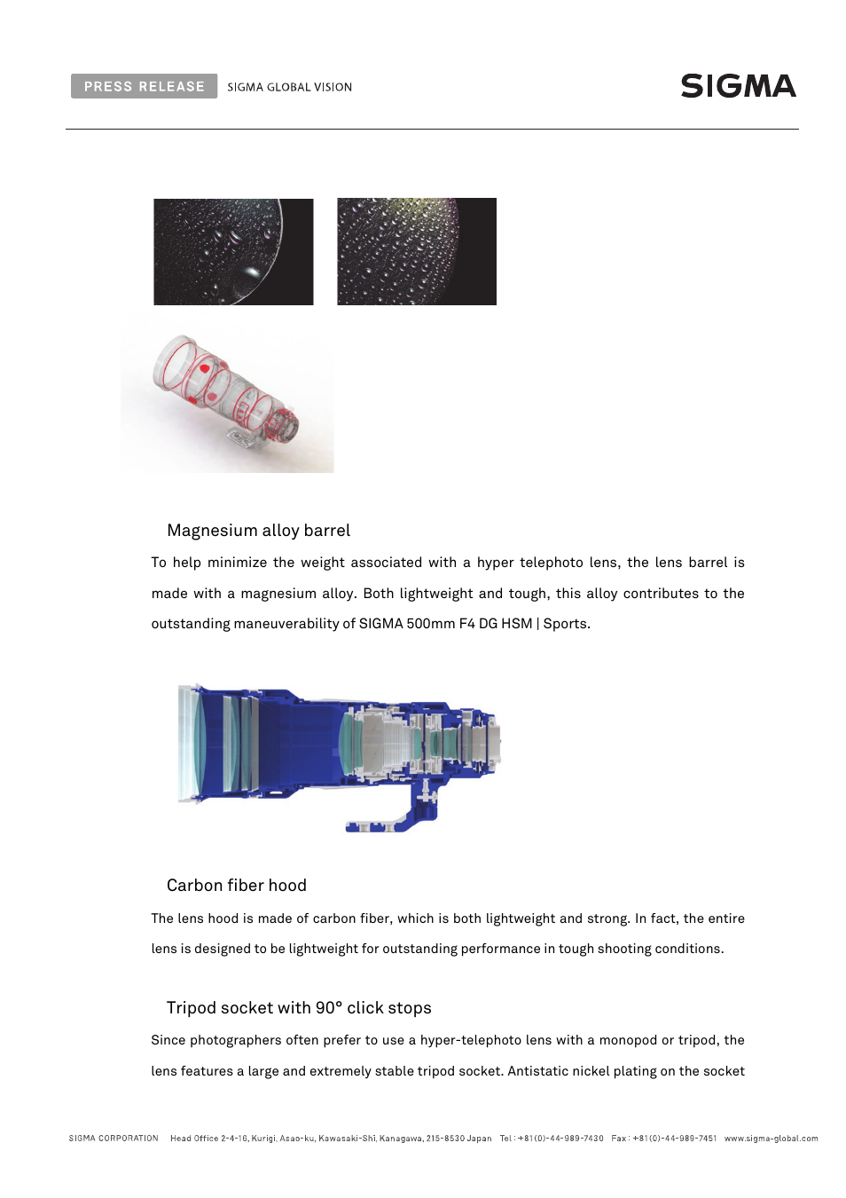 SIGMA 500mm f/4 DG OS HSM Sports Lens for F User Manual | Page 3 / 10