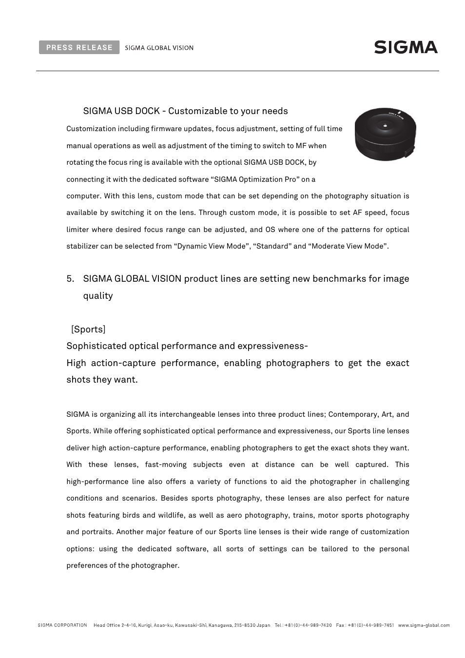 SIGMA 500mm f/4 DG OS HSM Sports Lens for F User Manual | Page 8 / 10