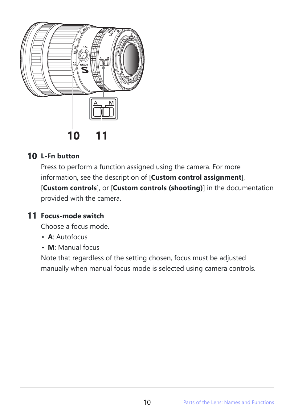 Nikon NIKKOR Z 24-120mm f/4 S Lens (Z) User Manual | Page 10 / 27
