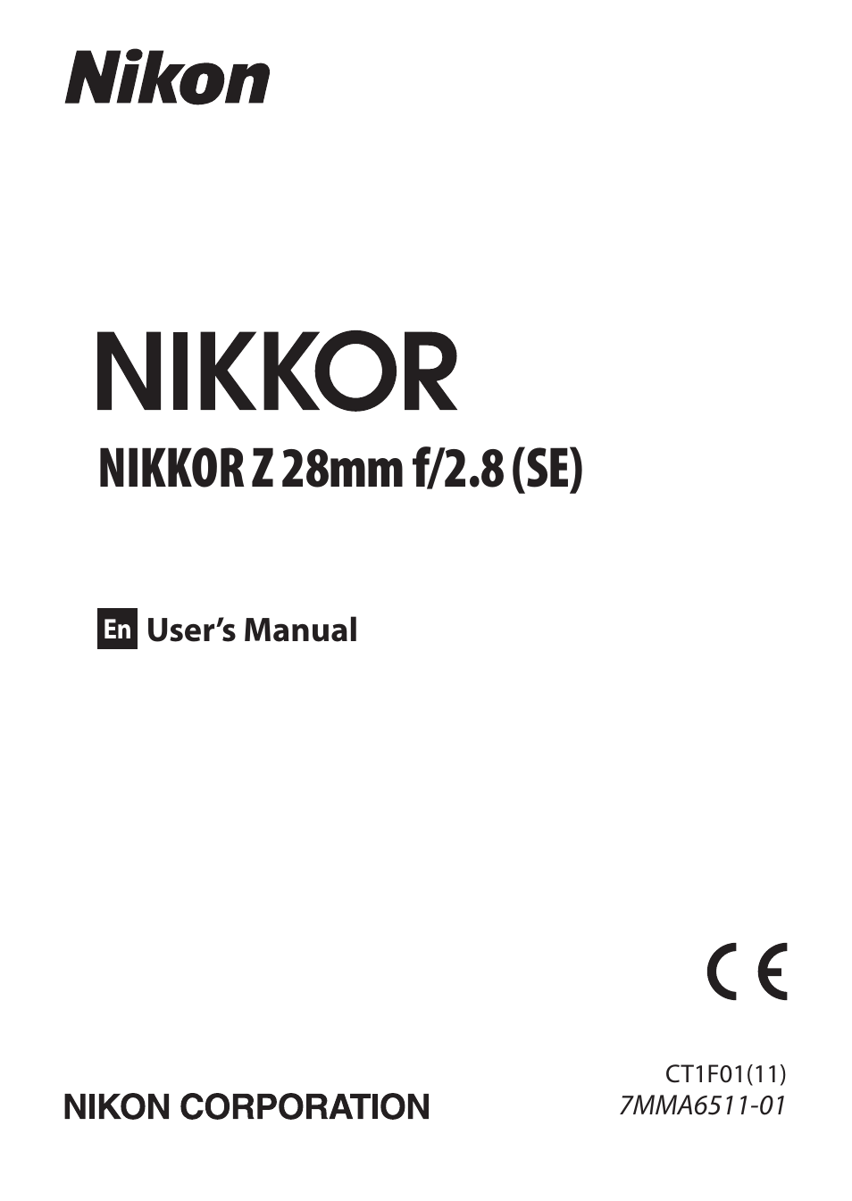 Nikon NIKKOR Z 28mm f/2.8 (SE) Lens User Manual | 12 pages