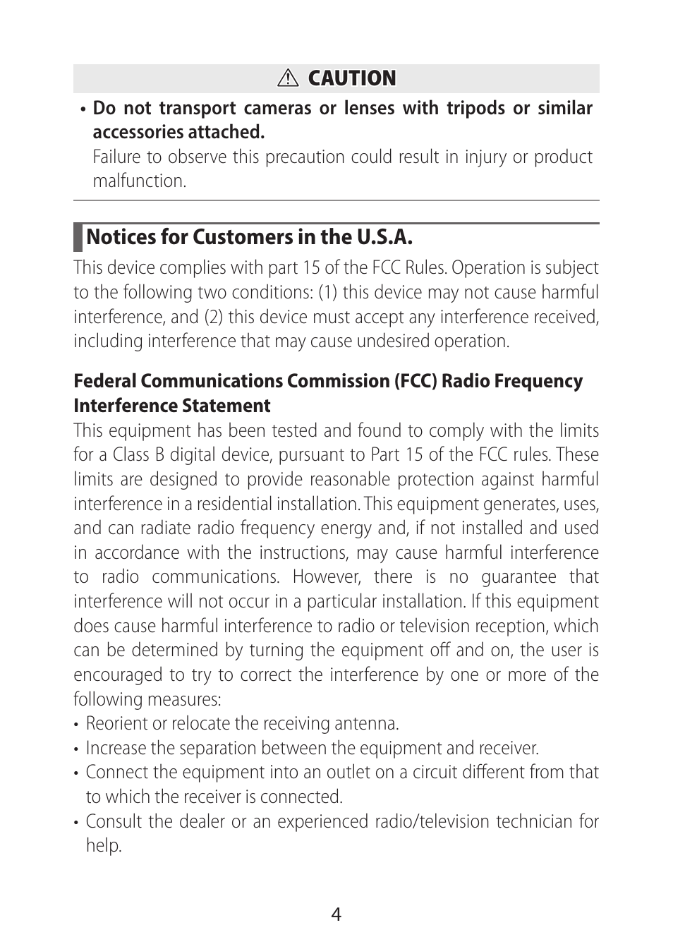 Notices for customers in the u.s.a | Nikon NIKKOR Z 28mm f/2.8 (SE) Lens User Manual | Page 4 / 12
