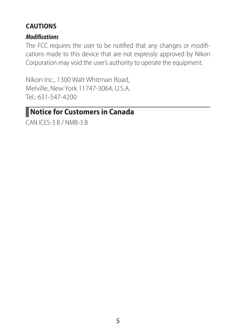 Notice for customers in canada | Nikon NIKKOR Z 28mm f/2.8 (SE) Lens User Manual | Page 5 / 12