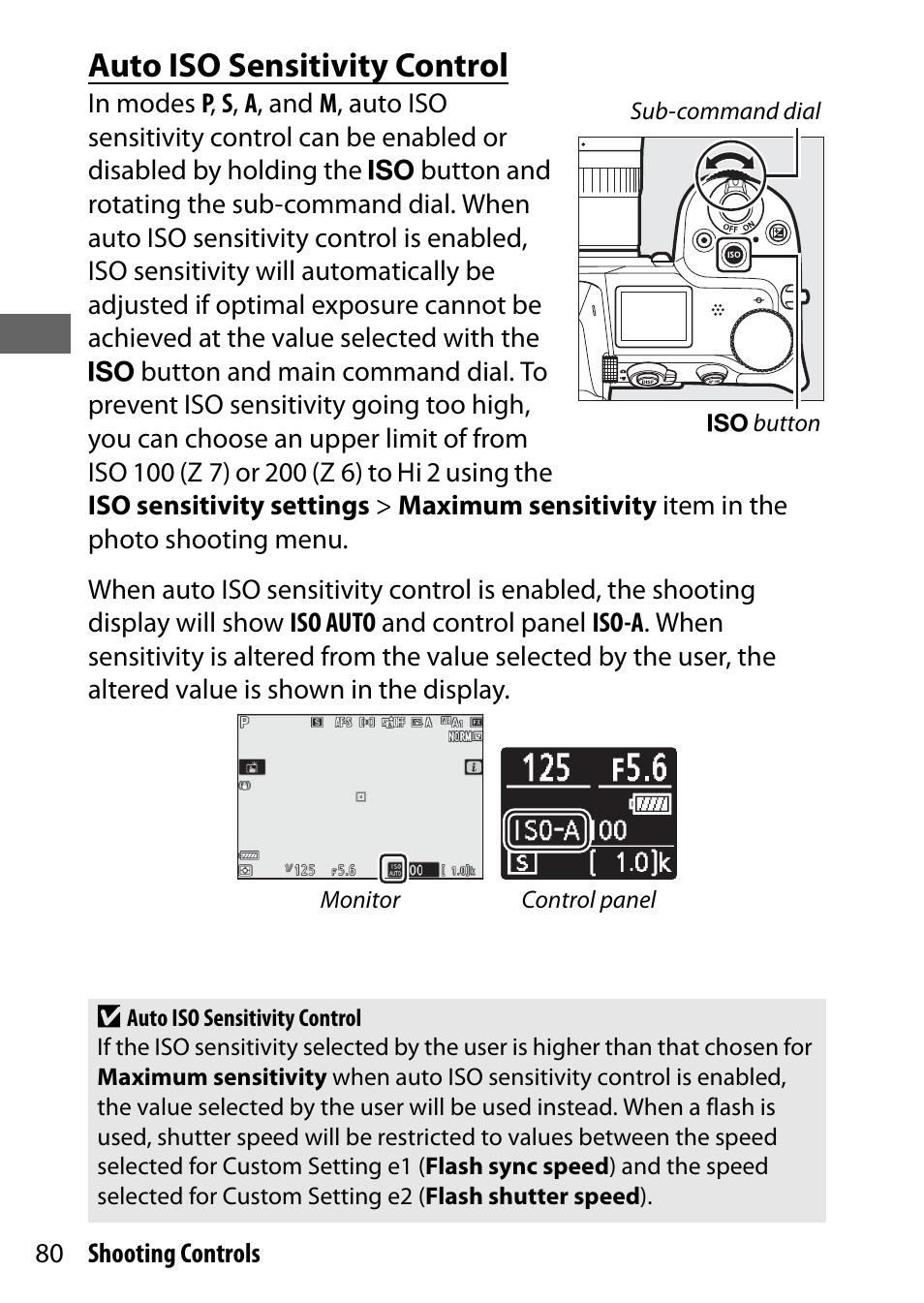 Auto iso sensitivity control | Nikon NIKKOR Z 70-200mm f/2.8 VR S Lens User Manual | Page 104 / 272