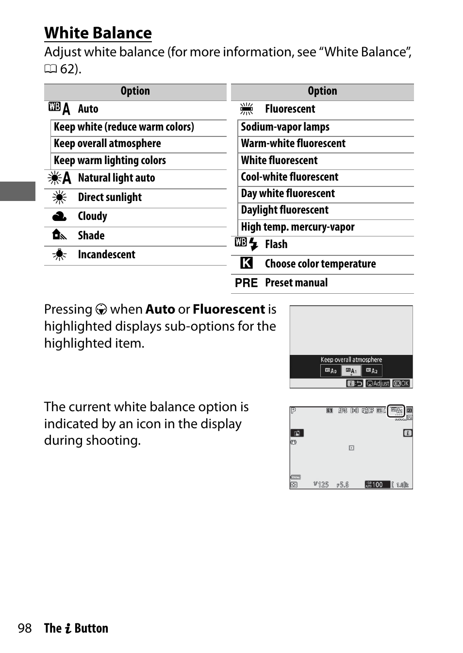 White balance | Nikon NIKKOR Z 70-200mm f/2.8 VR S Lens User Manual | Page 122 / 272