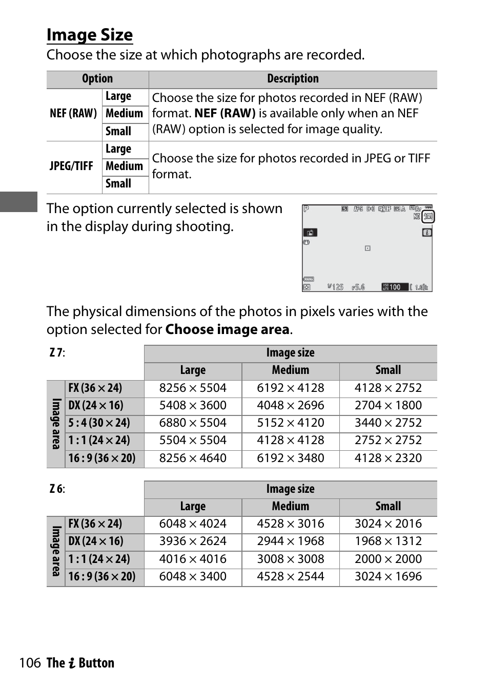 Image size | Nikon NIKKOR Z 70-200mm f/2.8 VR S Lens User Manual | Page 130 / 272