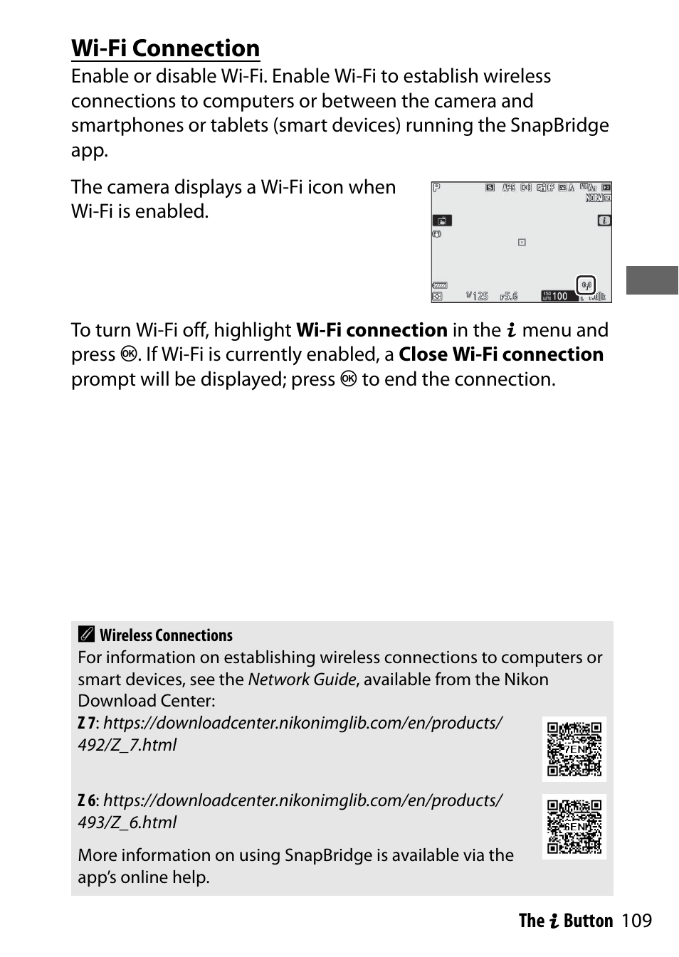 Wi-fi connection | Nikon NIKKOR Z 70-200mm f/2.8 VR S Lens User Manual | Page 133 / 272