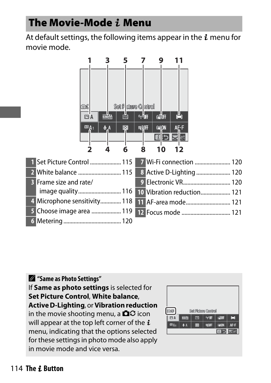 The movie-mode i menu | Nikon NIKKOR Z 70-200mm f/2.8 VR S Lens User Manual | Page 138 / 272