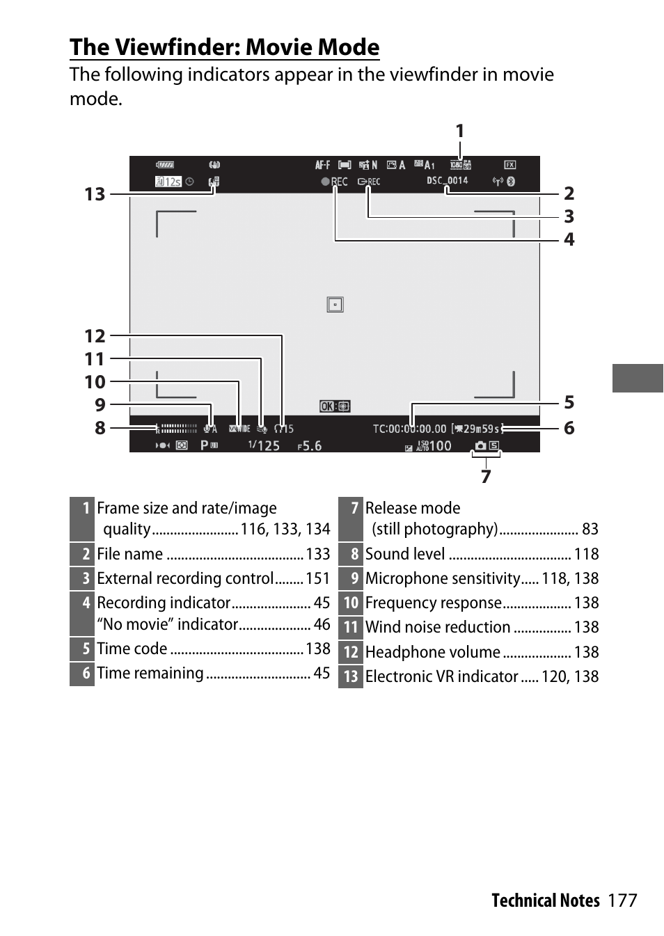 The viewfinder: movie mode | Nikon NIKKOR Z 70-200mm f/2.8 VR S Lens User Manual | Page 201 / 272