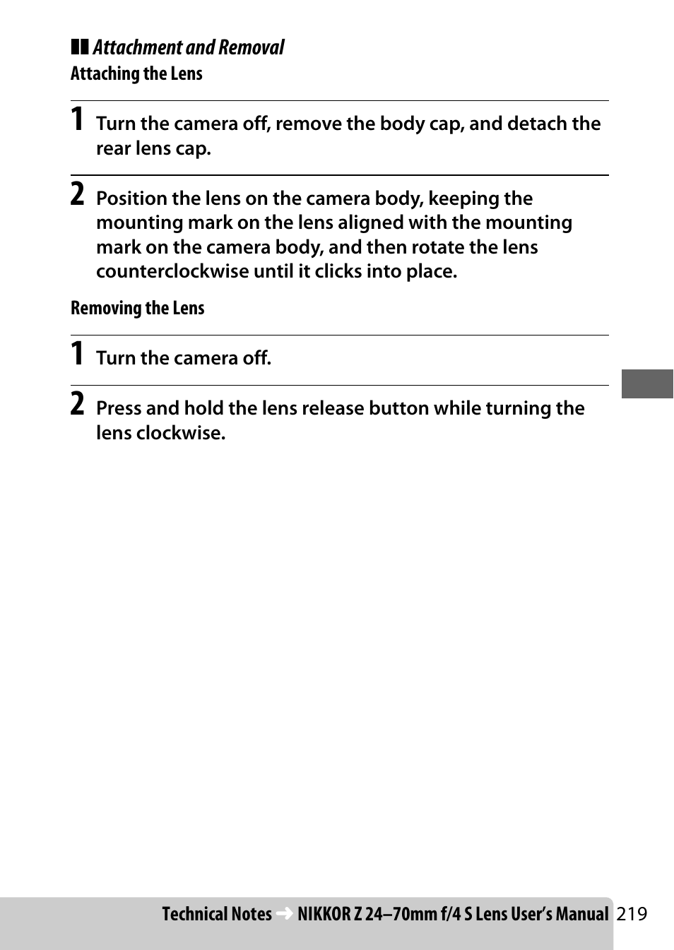 Nikon NIKKOR Z 70-200mm f/2.8 VR S Lens User Manual | Page 243 / 272