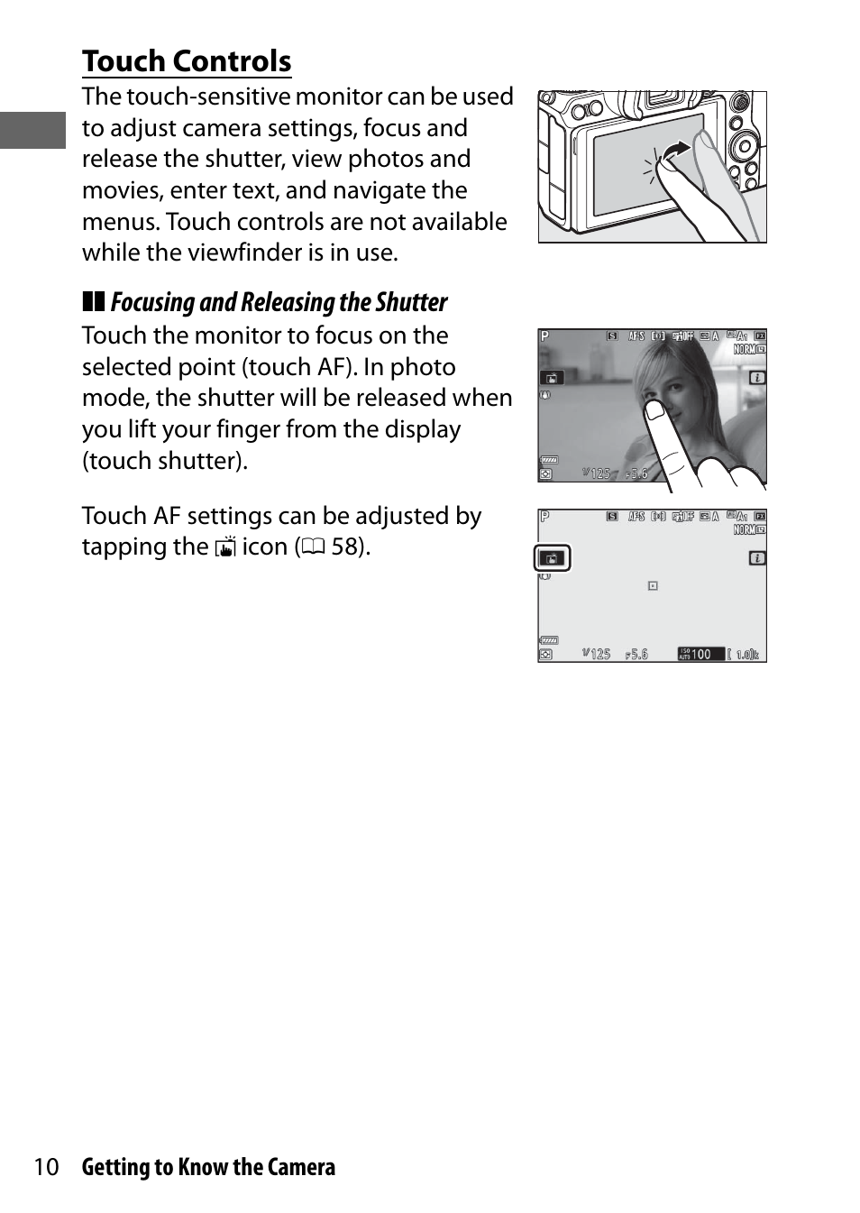 Touch controls | Nikon NIKKOR Z 70-200mm f/2.8 VR S Lens User Manual | Page 34 / 272