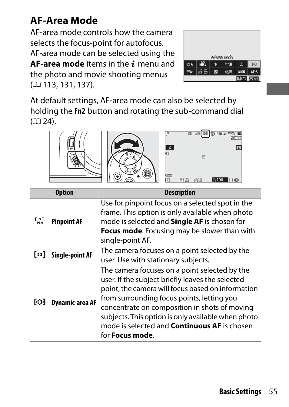 Af-area mode | Nikon NIKKOR Z 70-200mm f/2.8 VR S Lens User Manual | Page 79 / 272