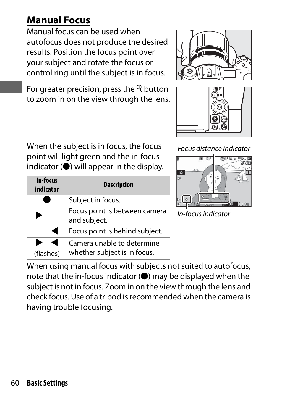 Manual focus | Nikon NIKKOR Z 70-200mm f/2.8 VR S Lens User Manual | Page 84 / 272