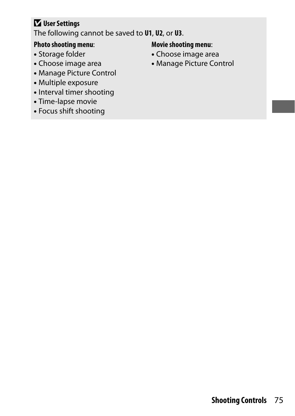 75 shooting controls d | Nikon NIKKOR Z 70-200mm f/2.8 VR S Lens User Manual | Page 99 / 272