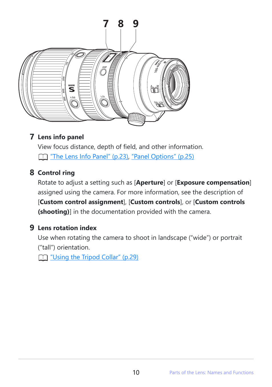 Nikon NIKKOR Z 100-400mm f/4.5-5.6 VR S Lens User Manual | Page 10 / 42